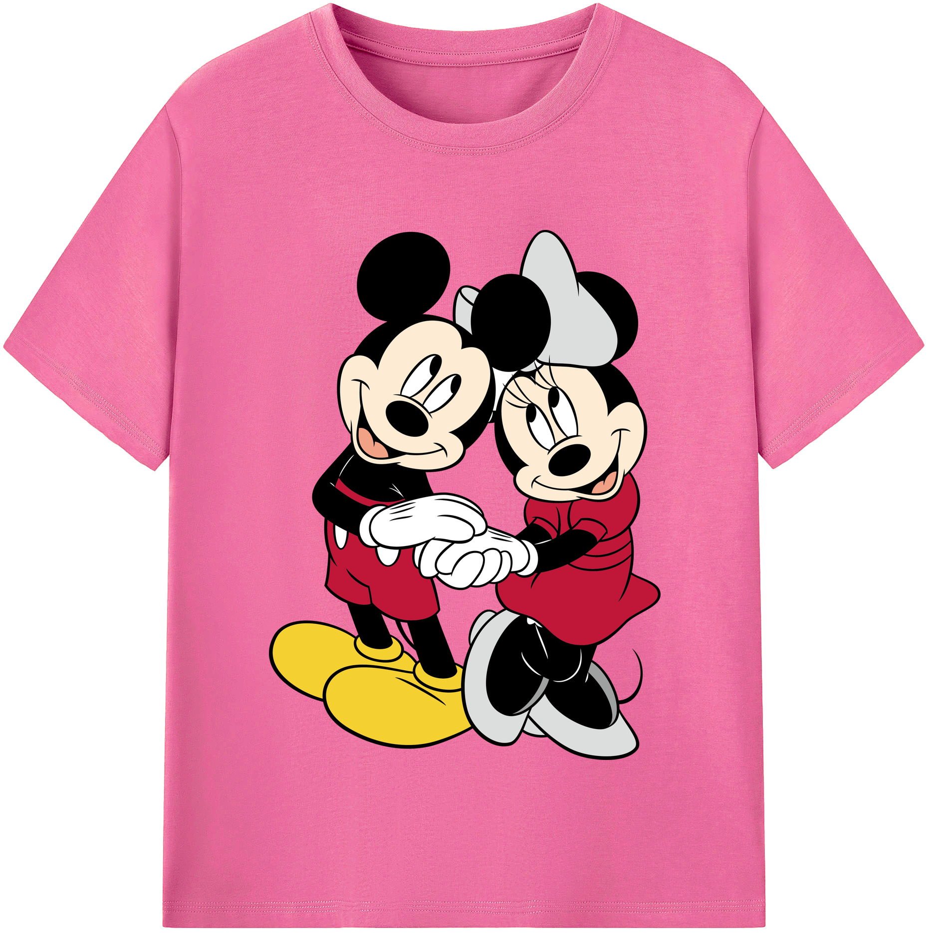 （画像用） ミッキーマウス Mickey Mouse レディースカジュアルプリントTシャツ（綿100％）